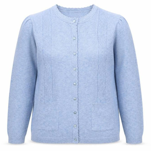 Miao Womens Blue Round Neck Viscose Cardigan Jumper Size XL - Size XL/XXL