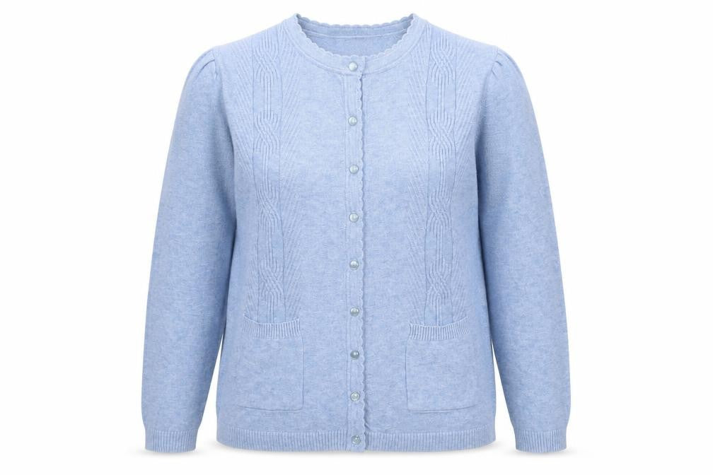 Miao Womens Blue Round Neck Viscose Cardigan Jumper Size XL - Size XL/XXL