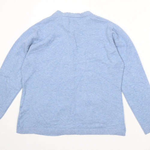Miao Womens Blue Round Neck Viscose Cardigan Jumper Size XL - Size XL/XXL