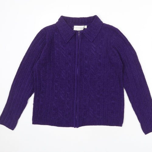 Naughty Womens Purple Collared Acrylic Full Zip Jumper Size XS