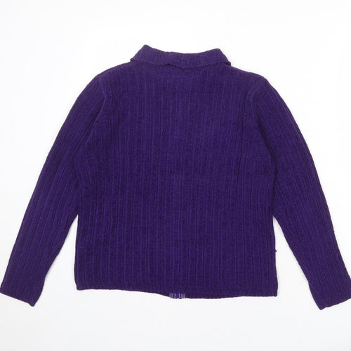 Naughty Womens Purple Collared Acrylic Full Zip Jumper Size XS