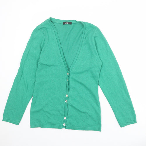 Oli Womens Green V-Neck Acrylic Cardigan Jumper Size 14