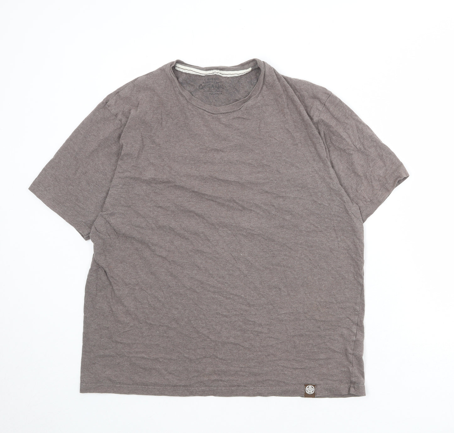 Marks and Spencer Mens Brown Cotton T-Shirt Size M Round Neck