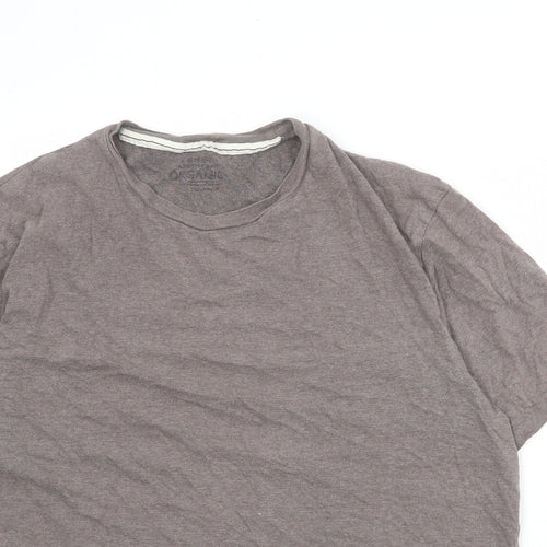 Marks and Spencer Mens Brown Cotton T-Shirt Size M Round Neck