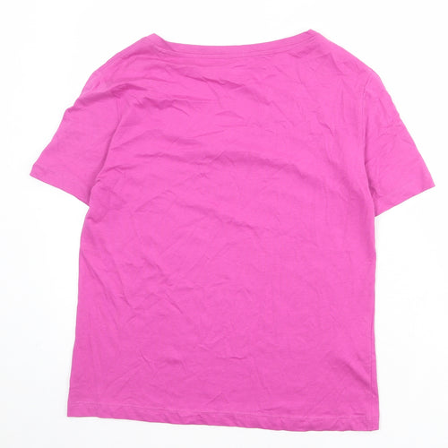 Mango Womens Pink 100% Cotton Basic T-Shirt Size M V-Neck