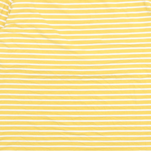 Smallshow Womens Yellow Striped Cotton Basic T-Shirt Size M Round Neck