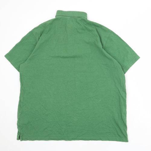 Cotton Traders Mens Green 100% Cotton Polo Size XL Collared Button