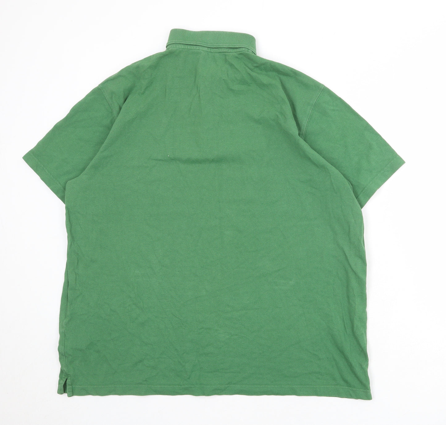 Cotton Traders Mens Green 100% Cotton Polo Size XL Collared Button