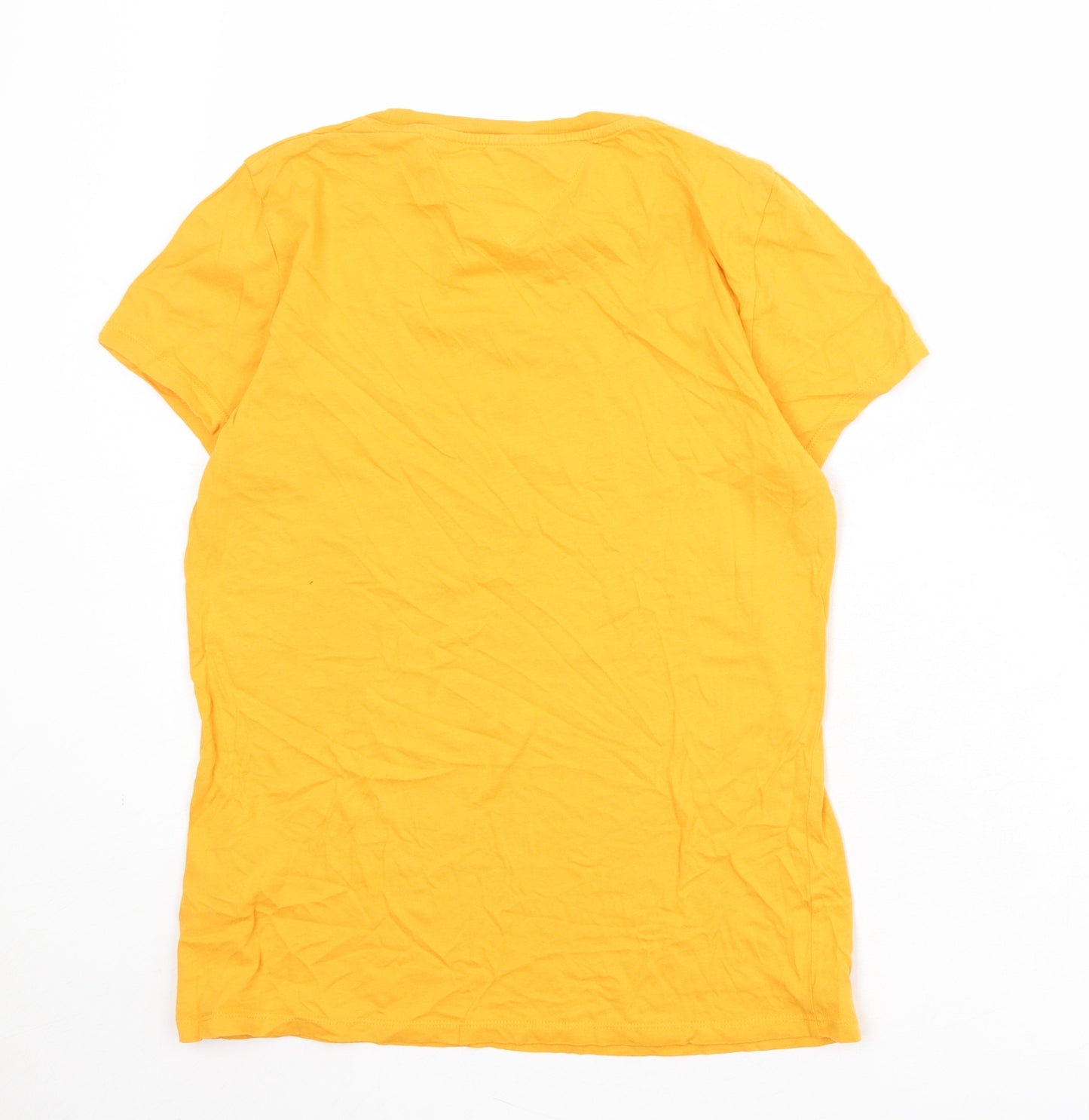 Tommy Jeans Womens Orange Cotton Basic T-Shirt Size S Round Neck