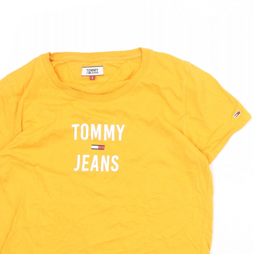 Tommy Jeans Womens Orange Cotton Basic T-Shirt Size S Round Neck