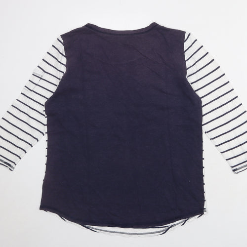 Gap Womens White Striped 100% Cotton Basic Blouse Size L Round Neck