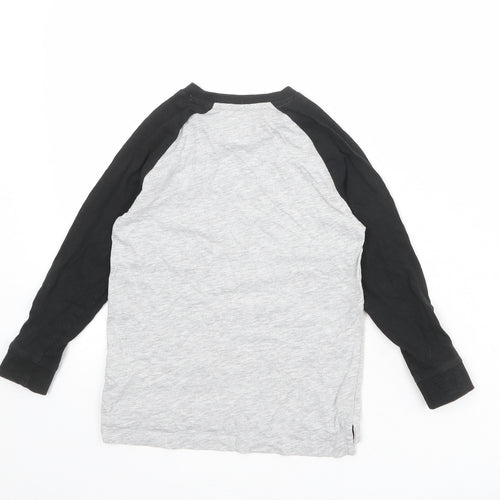 NEXT Boys Grey Colourblock Cotton Basic T-Shirt Size 5 Years Round Neck Pullover
