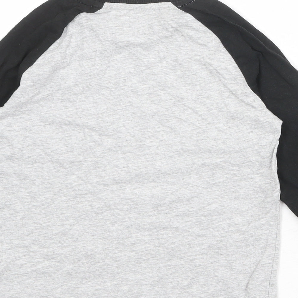 NEXT Boys Grey Colourblock Cotton Basic T-Shirt Size 5 Years Round Neck Pullover