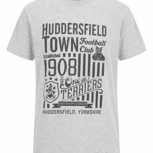 Huddersfield Town A.F.C. Mens Grey Cotton T-Shirt Size S Round Neck