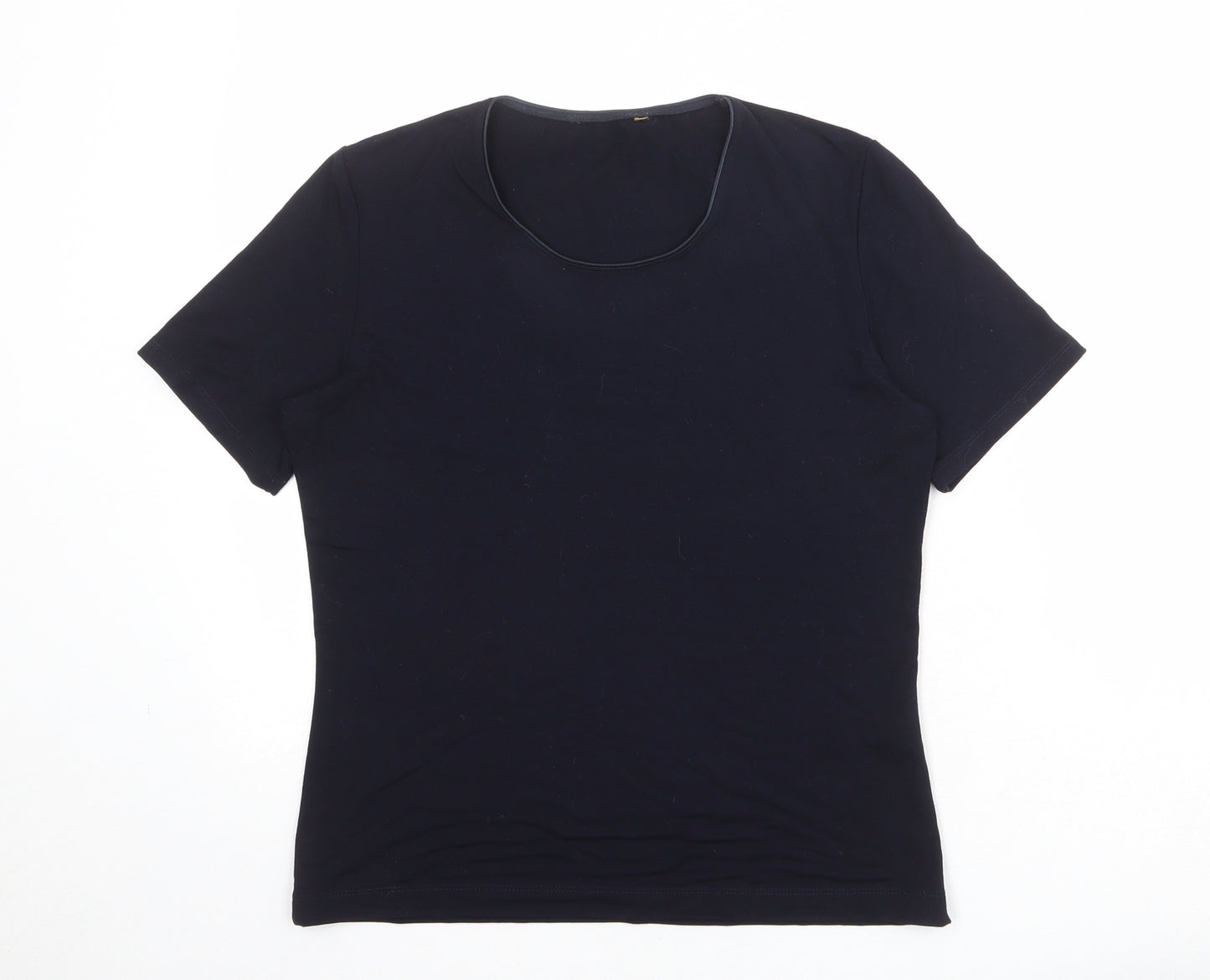 St Michael Womens Blue Viscose Basic T-Shirt Size 12 Round Neck