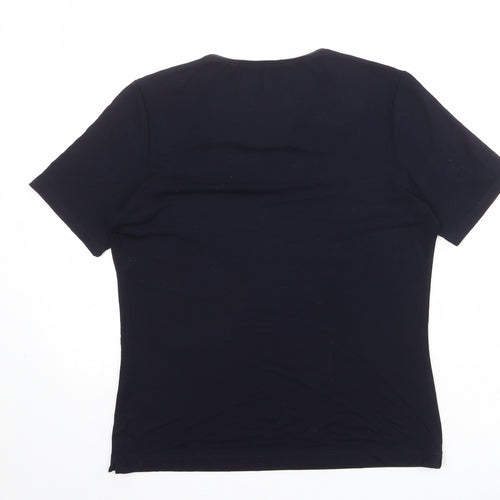 St Michael Womens Blue Viscose Basic T-Shirt Size 12 Round Neck