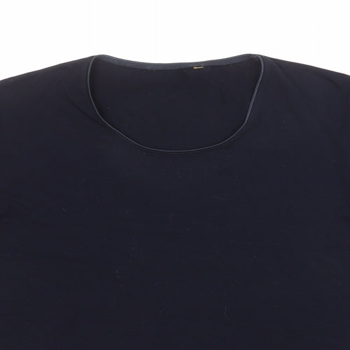 St Michael Womens Blue Viscose Basic T-Shirt Size 12 Round Neck
