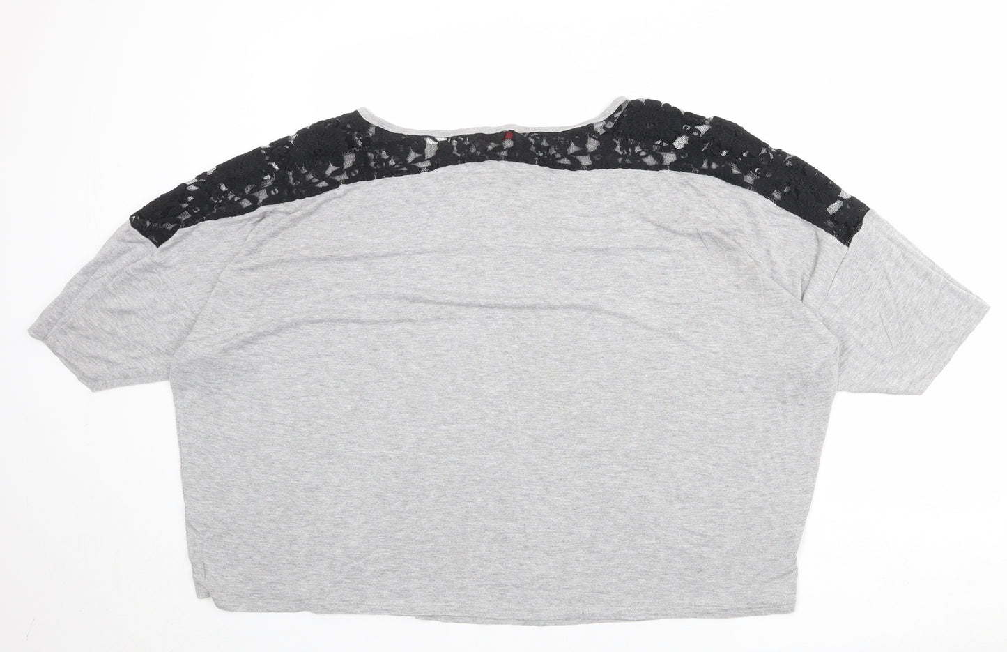 So Fabulous Womens Grey Viscose Basic T-Shirt Size 22 Boat Neck - Lace Detail