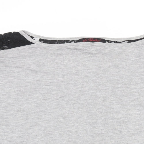 So Fabulous Womens Grey Viscose Basic T-Shirt Size 22 Boat Neck - Lace Detail