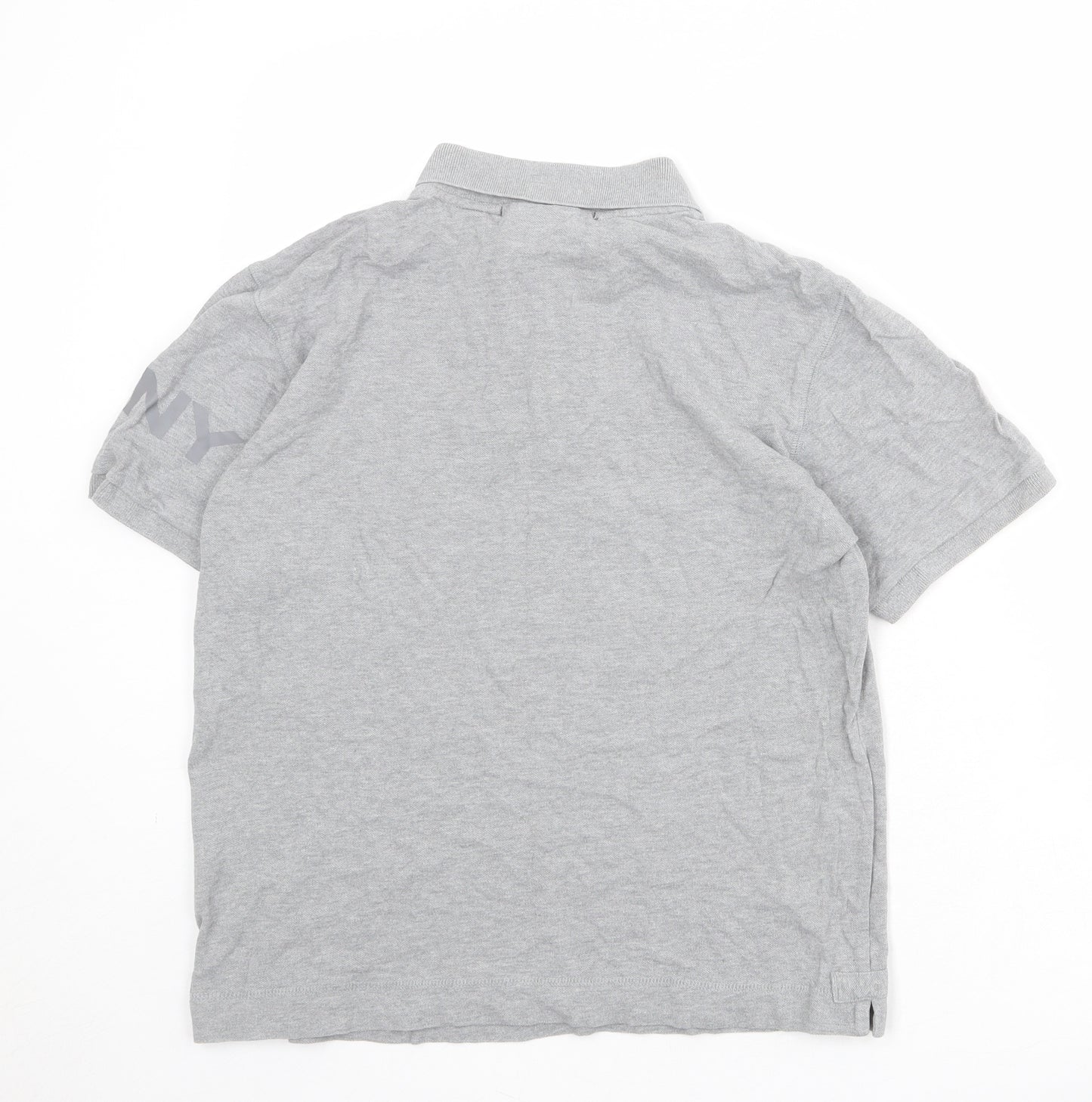 DKNY Mens Grey 100% Cotton Polo Size M Collared Button