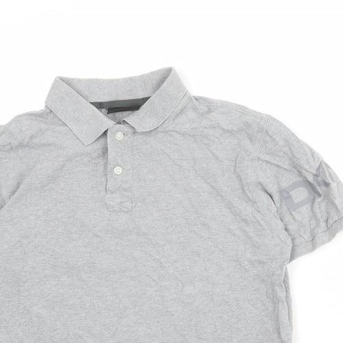 DKNY Mens Grey 100% Cotton Polo Size M Collared Button