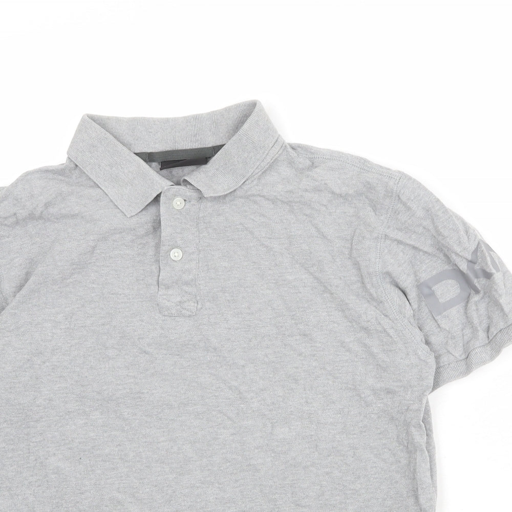 DKNY Mens Grey 100% Cotton Polo Size M Collared Button