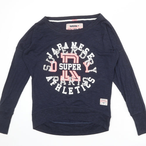 Superdry Womens Blue Cotton Pullover Sweatshirt Size S Pullover