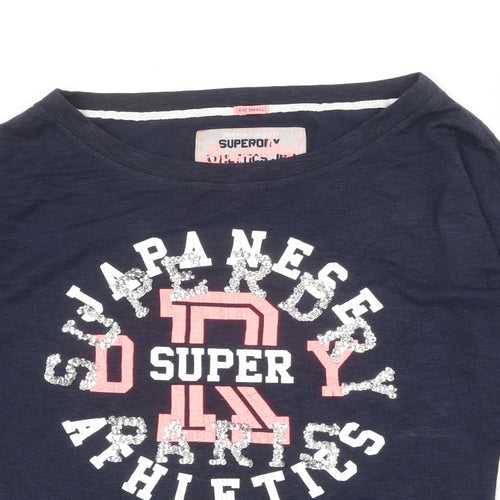 Superdry Womens Blue Cotton Pullover Sweatshirt Size S Pullover