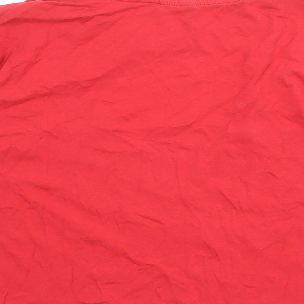 Divided by H&M Womens Red 100% Cotton Basic T-Shirt Size M Crew Neck - Stripe Detail