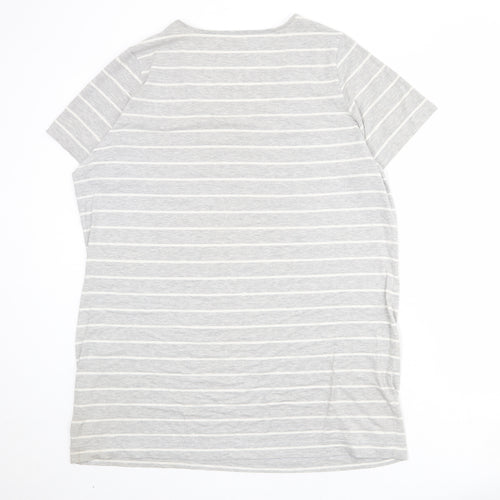 ESMARA Womens Grey Striped Cotton Basic T-Shirt Size XL Scoop Neck