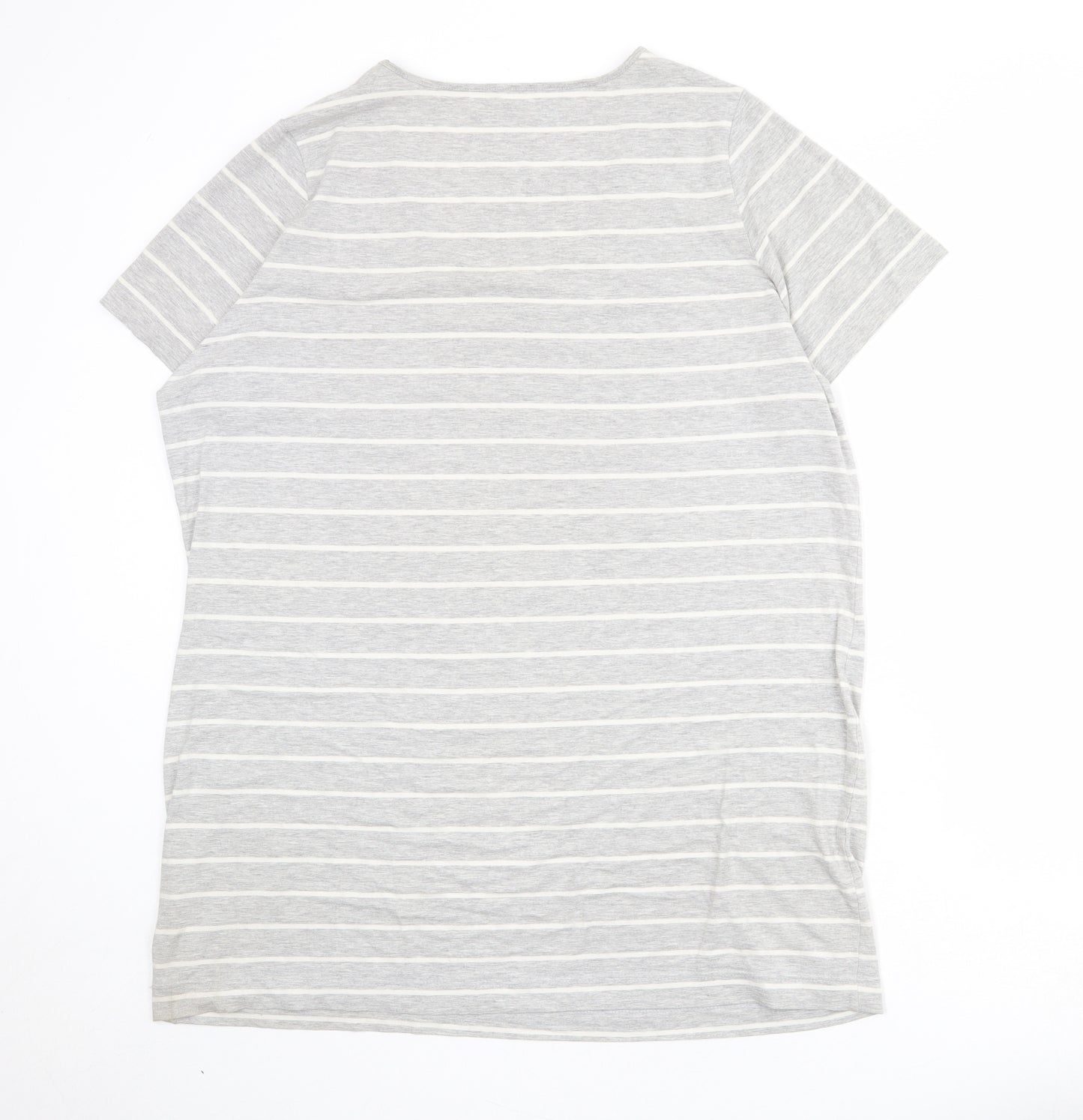 ESMARA Womens Grey Striped Cotton Basic T-Shirt Size XL Scoop Neck