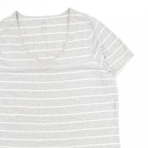 ESMARA Womens Grey Striped Cotton Basic T-Shirt Size XL Scoop Neck