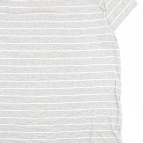 ESMARA Womens Grey Striped Cotton Basic T-Shirt Size XL Scoop Neck