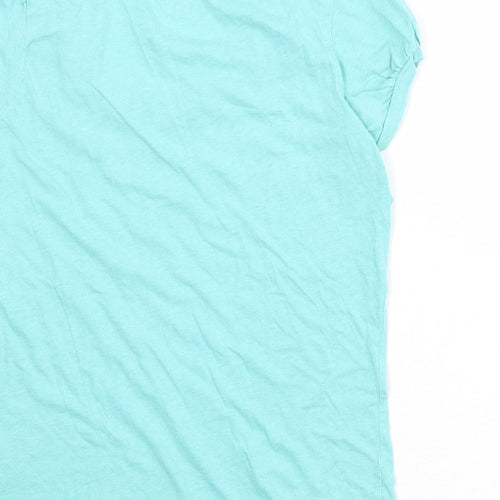 John Lewis Womens Blue 100% Cotton Basic T-Shirt Size 10 Scoop Neck