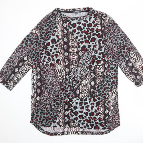 Studio Womens Multicoloured Animal Print Polyester Basic T-Shirt Size 12 Round Neck - Size 12-14