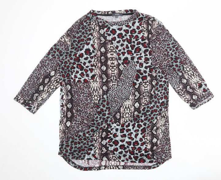 Studio Womens Multicoloured Animal Print Polyester Basic T-Shirt Size 12 Round Neck - Size 12-14
