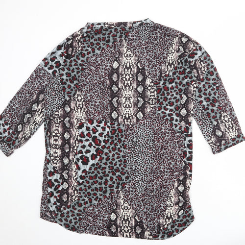 Studio Womens Multicoloured Animal Print Polyester Basic T-Shirt Size 12 Round Neck - Size 12-14