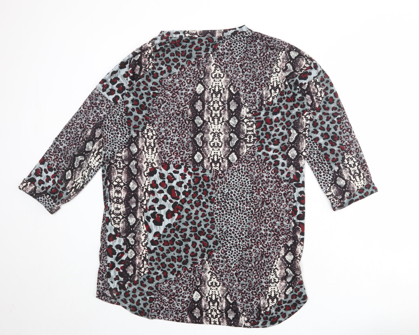 Studio Womens Multicoloured Animal Print Polyester Basic T-Shirt Size 12 Round Neck - Size 12-14