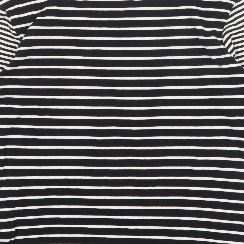 Debenhams Womens Black Striped 100% Cotton Basic T-Shirt Size 14 Boat Neck