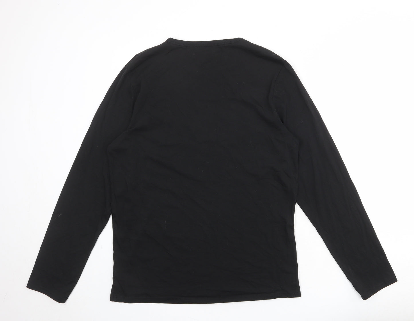 Calvin Klein Mens Black Polyester T-Shirt Size L Round Neck