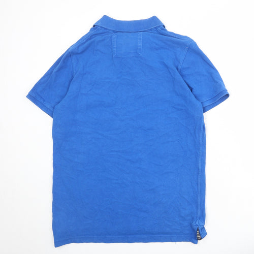 Superdry Mens Blue 100% Cotton Polo Size 2XL Collared Button