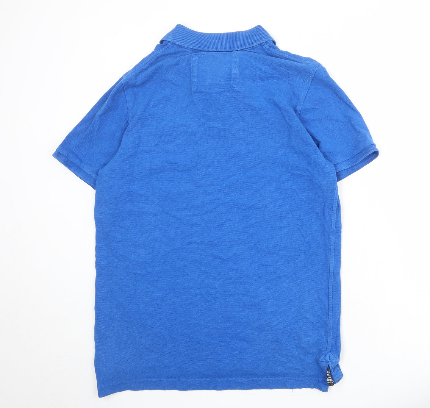 Superdry Mens Blue 100% Cotton Polo Size 2XL Collared Button