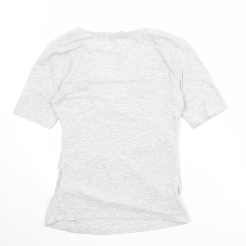 Marks and Spencer Womens Grey Polyester Basic Blouse Size 8 V-Neck