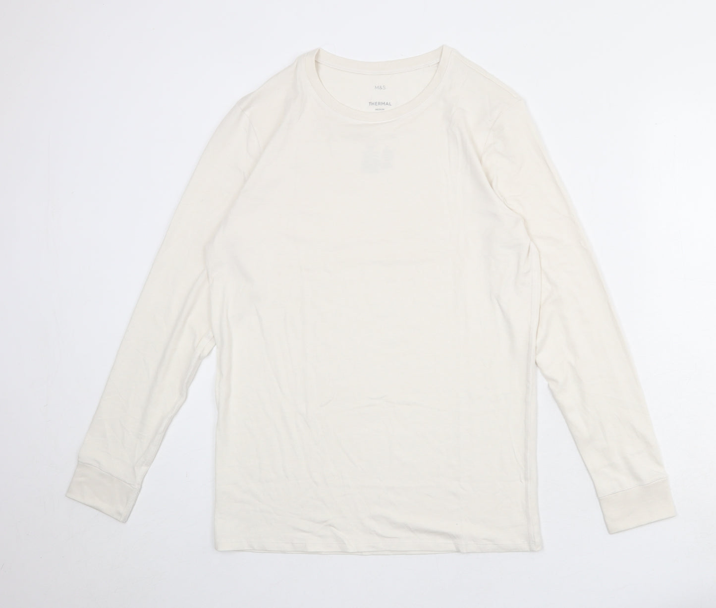 Marks and Spencer Mens Ivory Acrylic T-Shirt Size M Round Neck