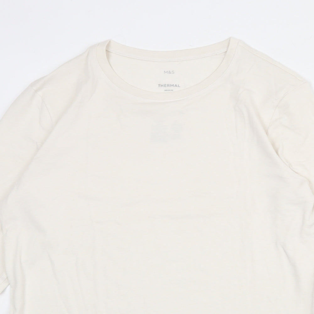 Marks and Spencer Mens Ivory Acrylic T-Shirt Size M Round Neck