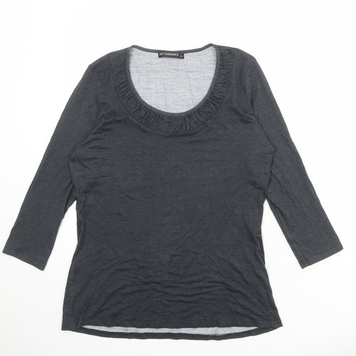 Just Elegance Womens Grey Viscose Basic T-Shirt Size 14 Scoop Neck