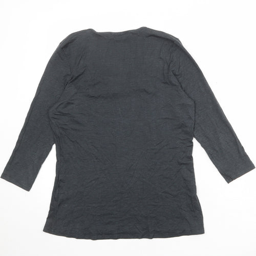 Just Elegance Womens Grey Viscose Basic T-Shirt Size 14 Scoop Neck
