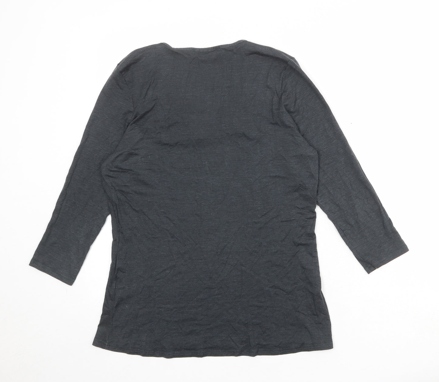 Just Elegance Womens Grey Viscose Basic T-Shirt Size 14 Scoop Neck