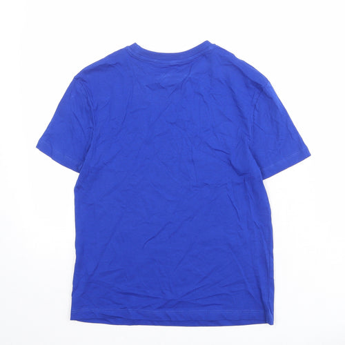 Marks and Spencer Boys Blue Cotton Basic T-Shirt Size 9-10 Years Round Neck Pullover
