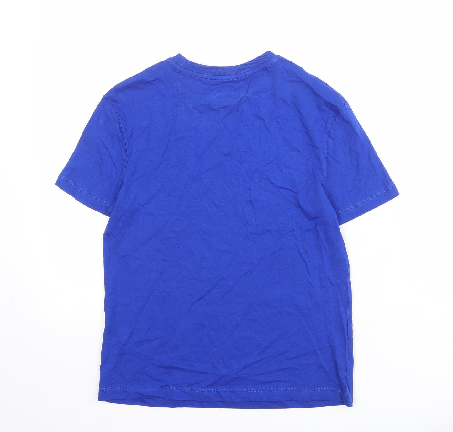 Marks and Spencer Boys Blue Cotton Basic T-Shirt Size 9-10 Years Round Neck Pullover